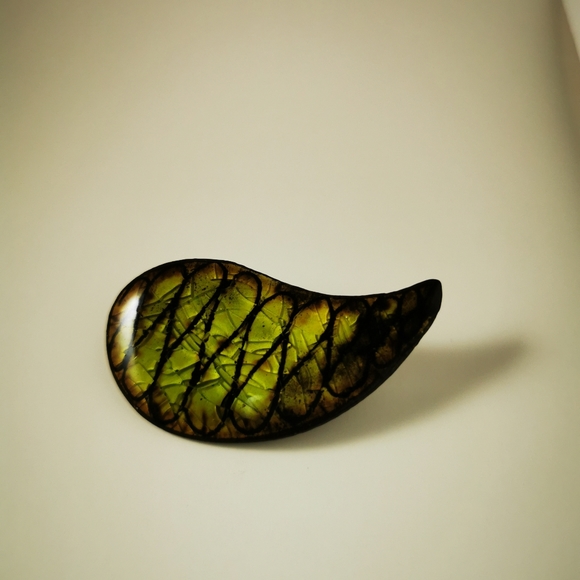 Vintage Alice Lund Pottery Mid Century Lime Green Brown Brooch Tear Drop… - Picture 3 of 16
